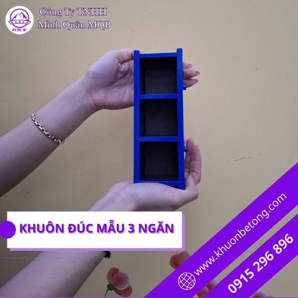Khuôn đúc mẫu bê tông 5x5x5cm ba ngăn